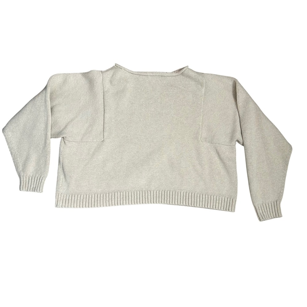 Madewell Womens‎ Cotton Boxy Pullover Sweater Beige Cream Beachy Coastal Medium - Picture 2 of 8